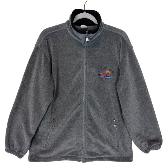 Monterey Bay Dimco Apparel Hoodie Mens Medium Gray Fleece Full Zip Mock Neck - Picture 1 of 12
